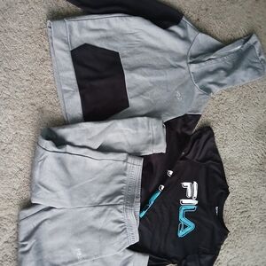 FILA Gray & Black Hoodie + Tee + Jogger Set
